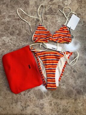 triangl swimwear Striped Triangle Bikini in Red, Orange, Yellow